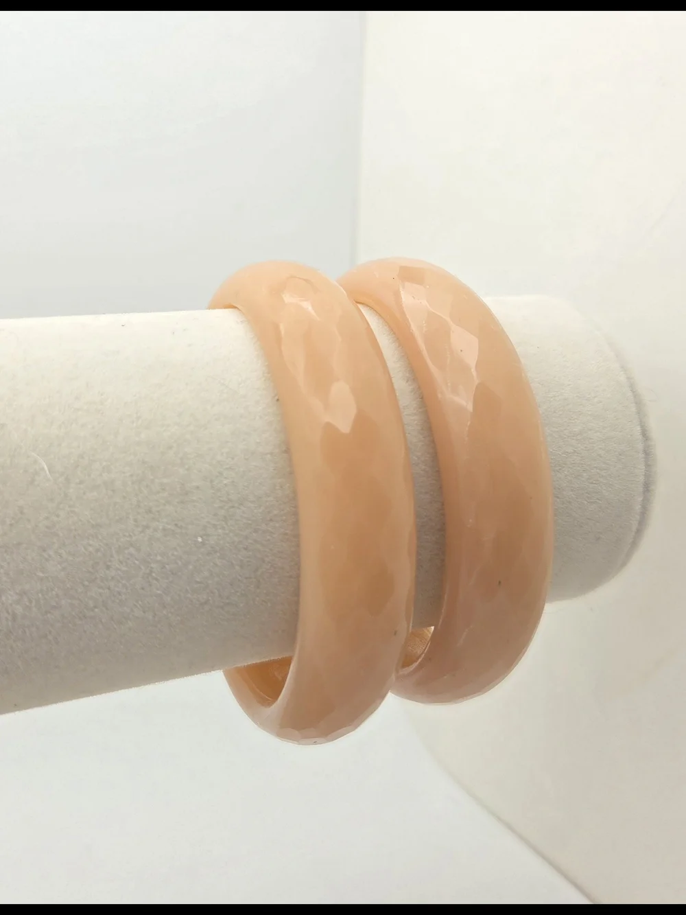 Vintage Peach Glass Bangle Bracelet Set - Set of 2